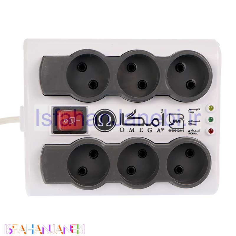 اصفهان جانبی-محافظ برق صوتی تصویری 6 خانه امگا P6000 با کابل 3 متری
