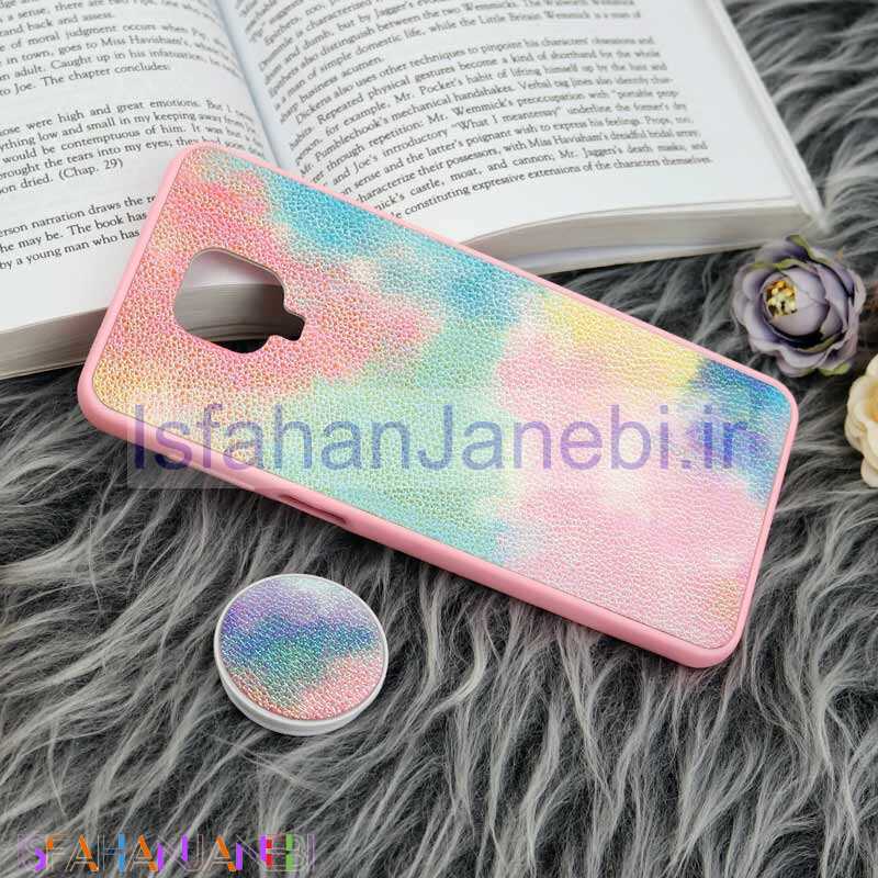 اصفهان جانبی-قاب چرمی هولوگرامی پاپ سوکت دار Xiaomi Redmi Note 9s / Note 9 Pro صورتی