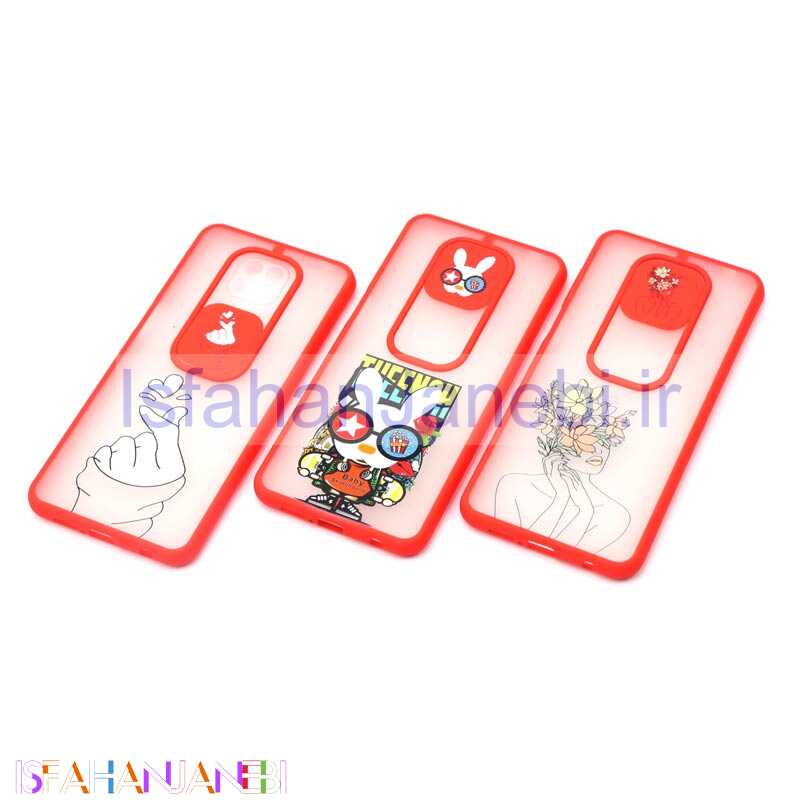 اصفهان جانبی-قاب محافظ لنز دار کشویی طرحدار قرمز Xiaomi Redmi Note 9s