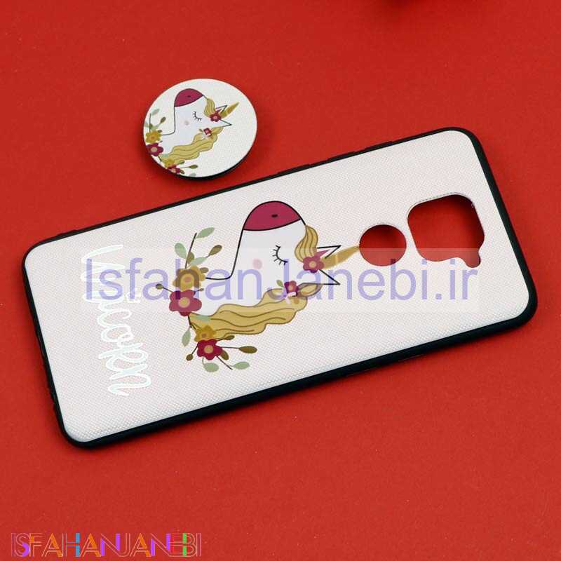 اصفهان جانبی-قاب فانتزی برجسته + پاپ سوکت طرح یونیکورن شیائومی Redmi Note 9 سری D