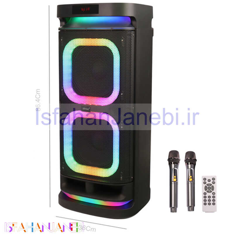 اصفهان جانبی-اسپیکر چمدانی بلوتوثی کی برود KTS-1991 + میکروفون و ریموت کنترل