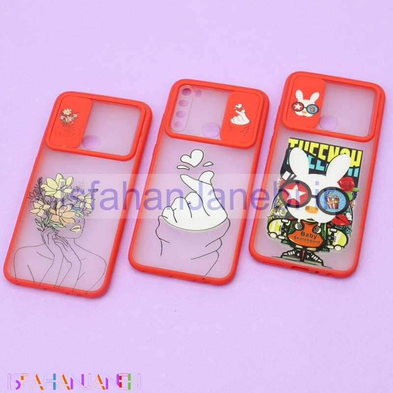 اصفهان جانبی-قاب محافظ لنز دار کشویی طرحدار قرمز Xiaomi Redmi Note 8