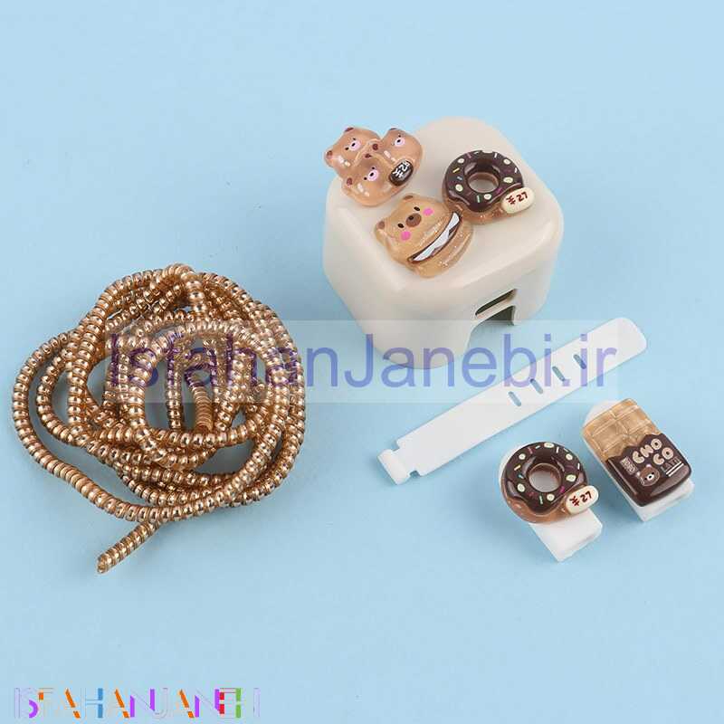 اصفهان جانبی-ست محافظ کابل و کلگی شارژر آیفون طرح خرس و دونات