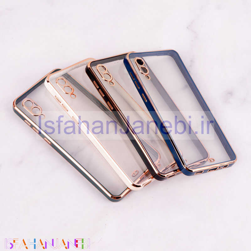 اصفهان جانبی-قاب Chrome دور طلایی محافظ لنزدار Samsung Galaxy A02