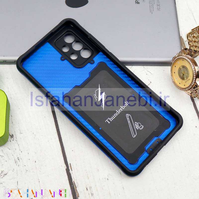 اصفهان جانبی-قاب ضد ضربه محافظ لنزدار کشویی هولدر دار بتمن Samsung Galaxy A72 آبی کاربنی
