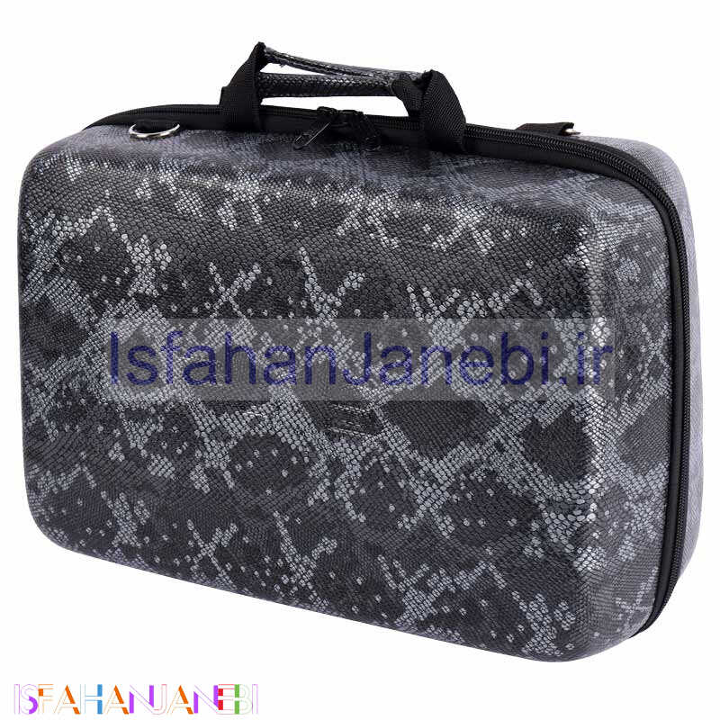 اصفهان جانبی-کیف کنسول بازی PS5 Slim چرمی پوست ماری مشکی نقره ای