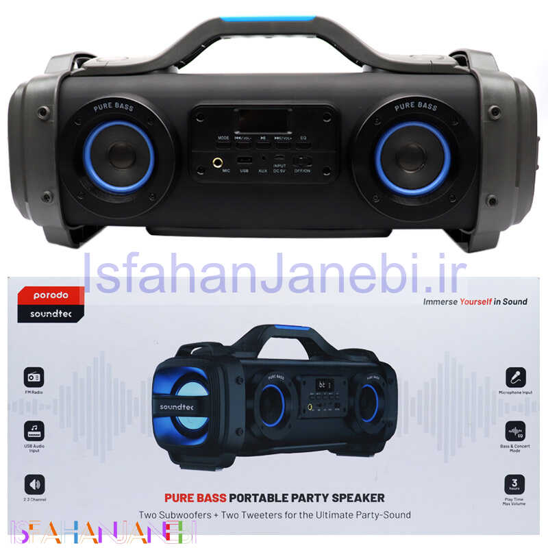 اصفهان جانبی-اسپیکر بلوتوثی فلش خور Prodo Soundtec PD-PRTSPK-BK