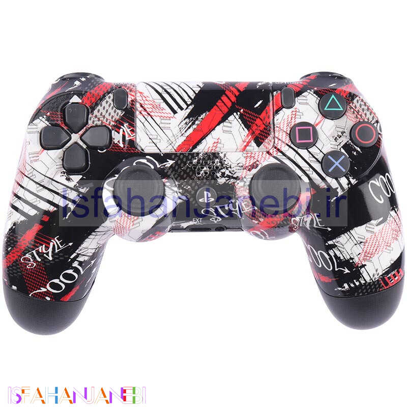 اصفهان جانبی-دسته بازی بی سیم SONY PlayStation 4 DualShock 4 High Copy طرح Style Cool مشکی سفید قرمز