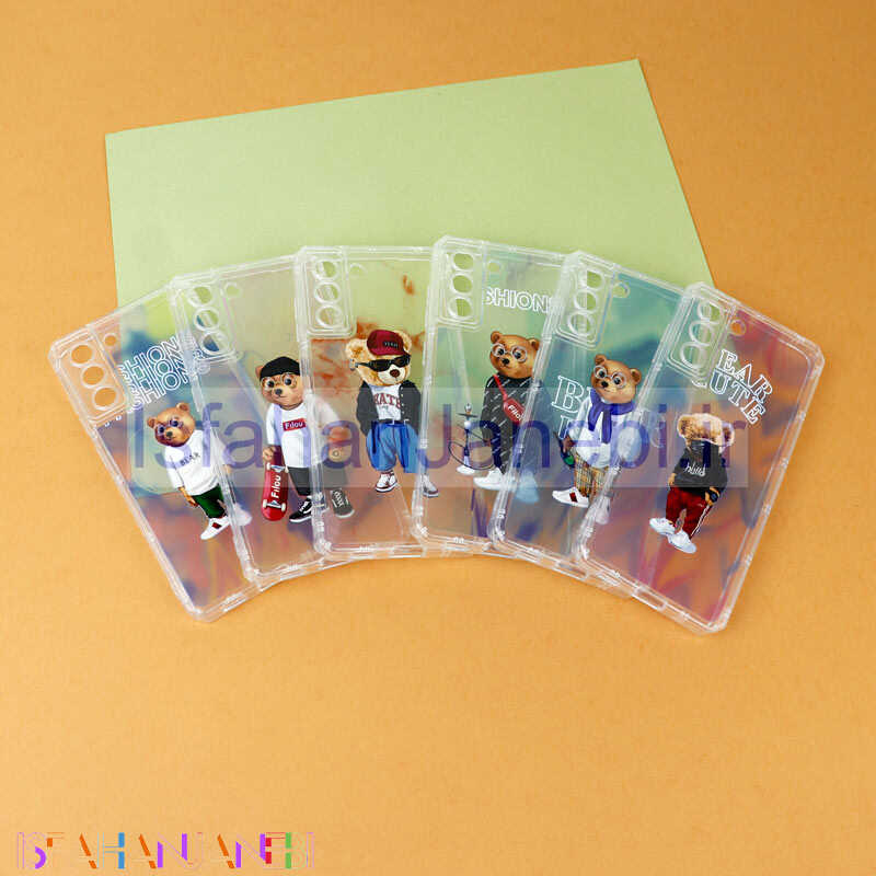 اصفهان جانبی-قاب ژله ای شفاف طرح خرس محافظ لنزدار Samsung Galaxy S21 FE 5G