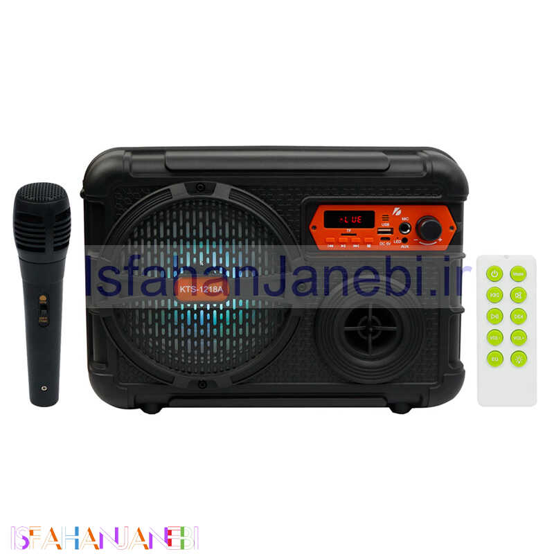 اصفهان جانبی-اسپیکر بلوتوثی رم و فلش خور KTS-1218A + میکروفون و ریموت کنترل