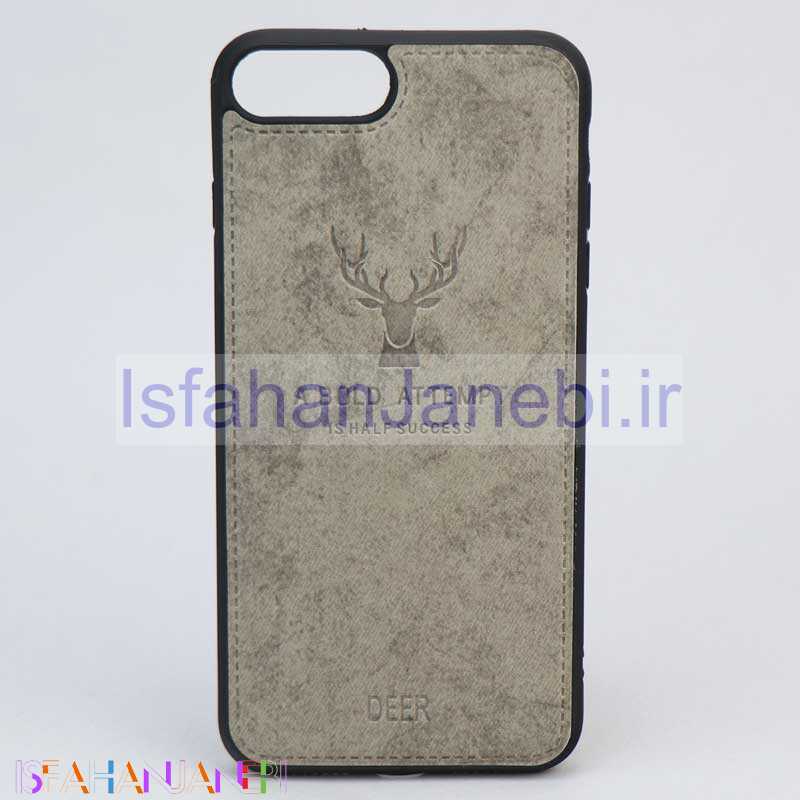اصفهان جانبی-قاب چرمی طرح گوزن iPhone 7/8 Plus طوسی