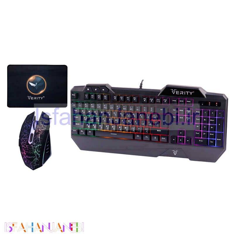 اصفهان جانبی-کیبورد و موس گیمینگ وریتی V-KB6111GCW + پد موس