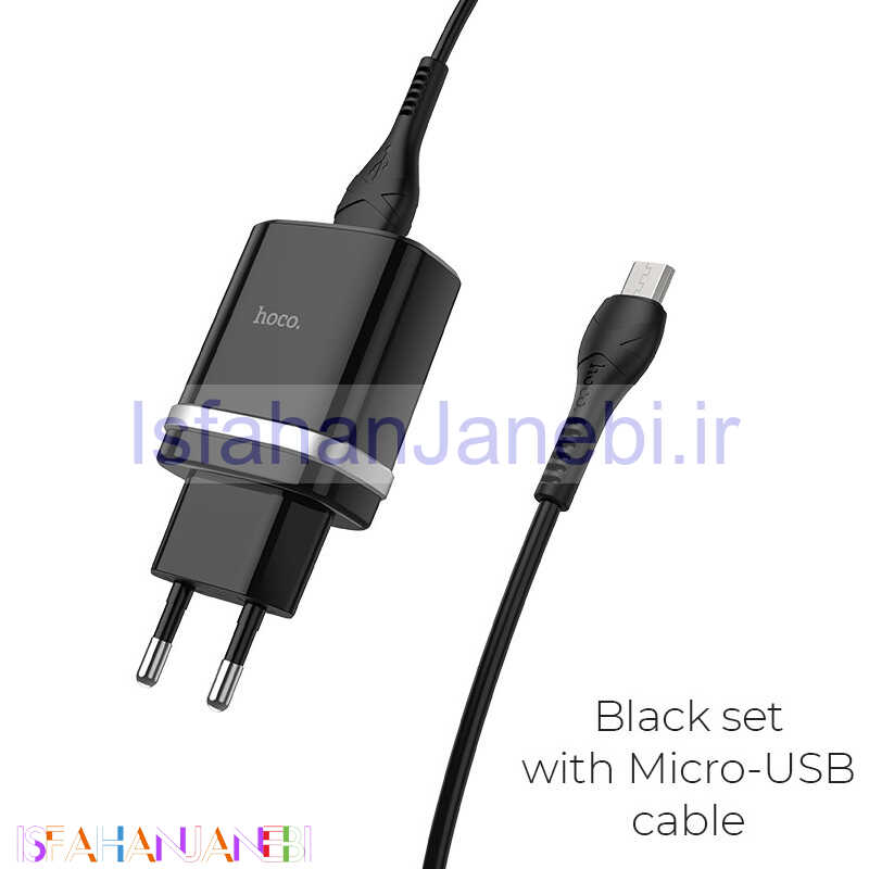 اصفهان جانبی-شارژر دیواری فست شارژ Hoco C12Q QC3 18W + کابل microUSB (گارانتی 12 ماهه)