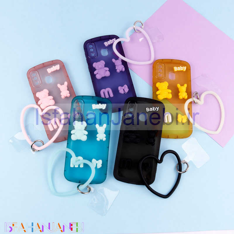 اصفهان جانبی-قاب برجسته عروسکی محافظ لنزدار + آویز قلبی Samsung Galaxy A20 / A30