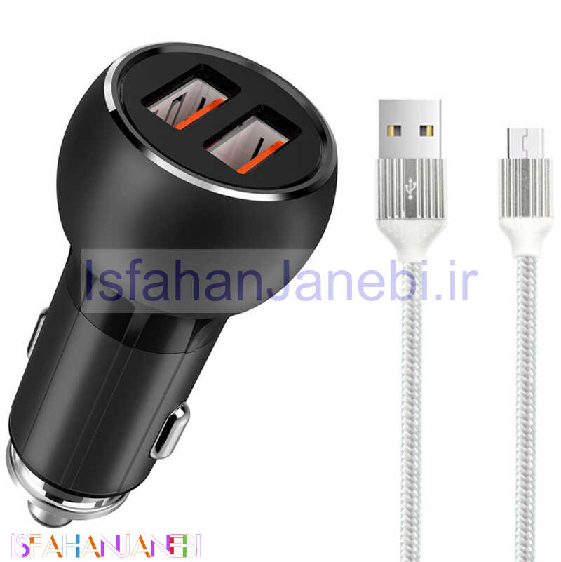 اصفهان جانبی-شارژر فندکی فست شارژ Ldnio C503Q 3A QC3.0 PD 36W + کابل میکرو یو اس بی