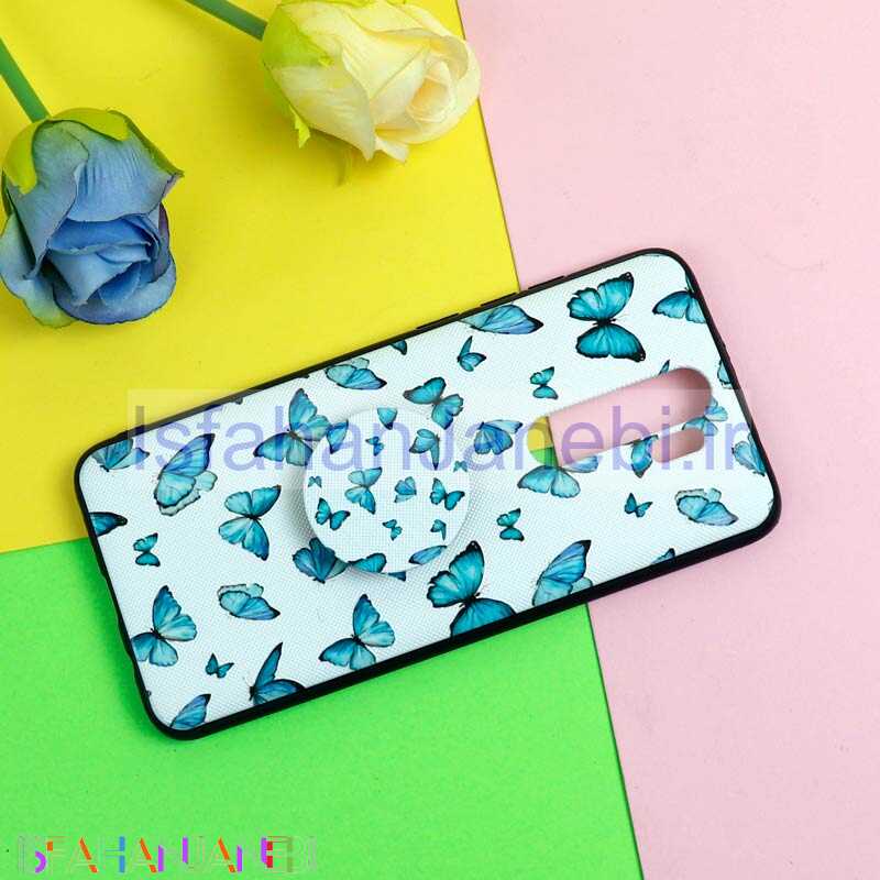 اصفهان جانبی-قاب فانتزی برجسته + پاپ سوکت طرح پروانه شیائومی Redmi Note 8 Pro سری D