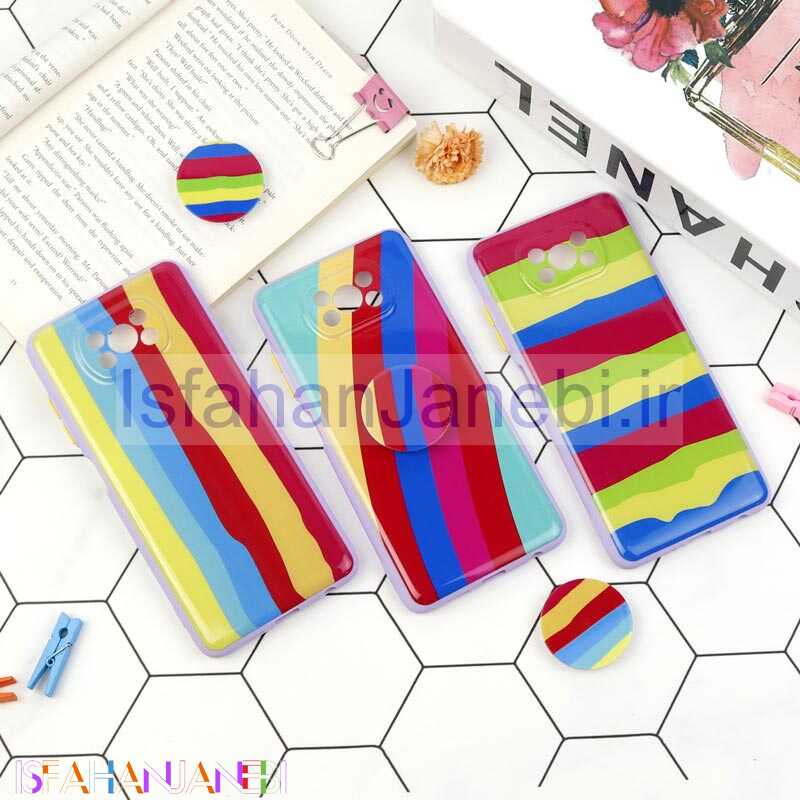 اصفهان جانبی-قاب محافظ لنزدار رنگین کمانی پاپ سوکت دار شیائومی Poco X3