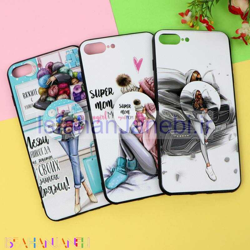 اصفهان جانبی-قاب فانتزی برجسته پاپ سوکت دار طرح دختر iPhone 7 Plus / 8 Plus