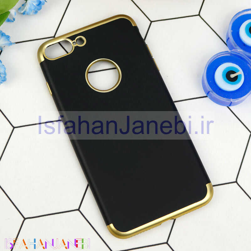 اصفهان جانبی-قاب ژله ای مات iPhone 7 Plus / 8 Plus مشکی دور طلایی