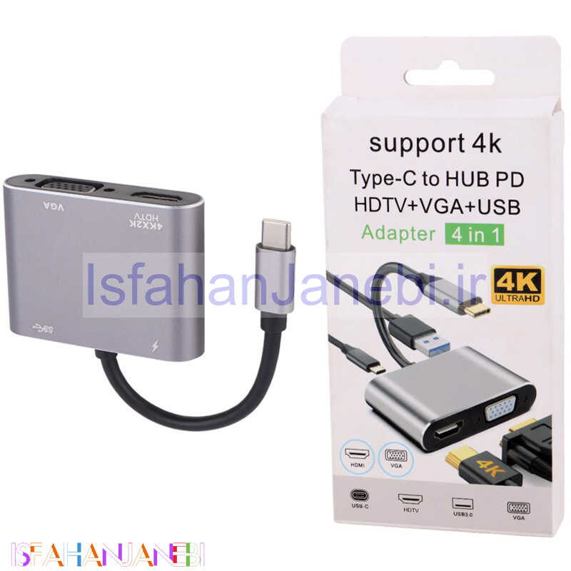 اصفهان جانبی-هاب 4 پورت Type-C کد 3