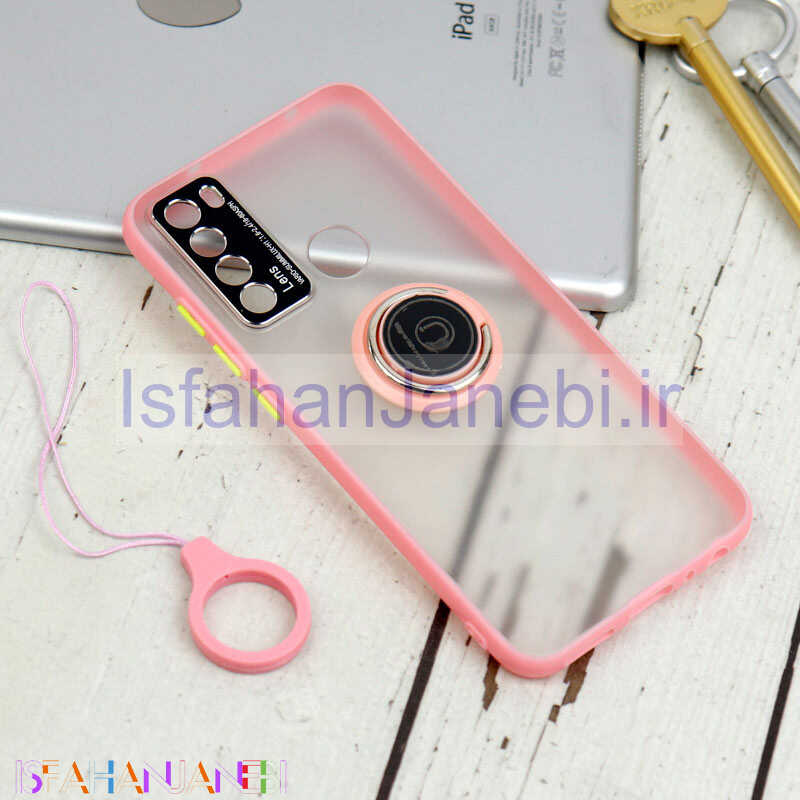 اصفهان جانبی-قاب مات محافظ لنزدار فلزی + هولدر و آویز حلقه ای Xiaomi Redmi Note 8