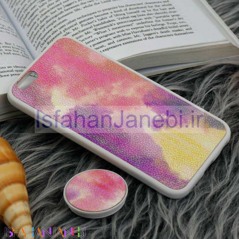 اصفهان جانبی-قاب چرمی هولوگرامی پاپ سوکت دار iPhone 6 سفید