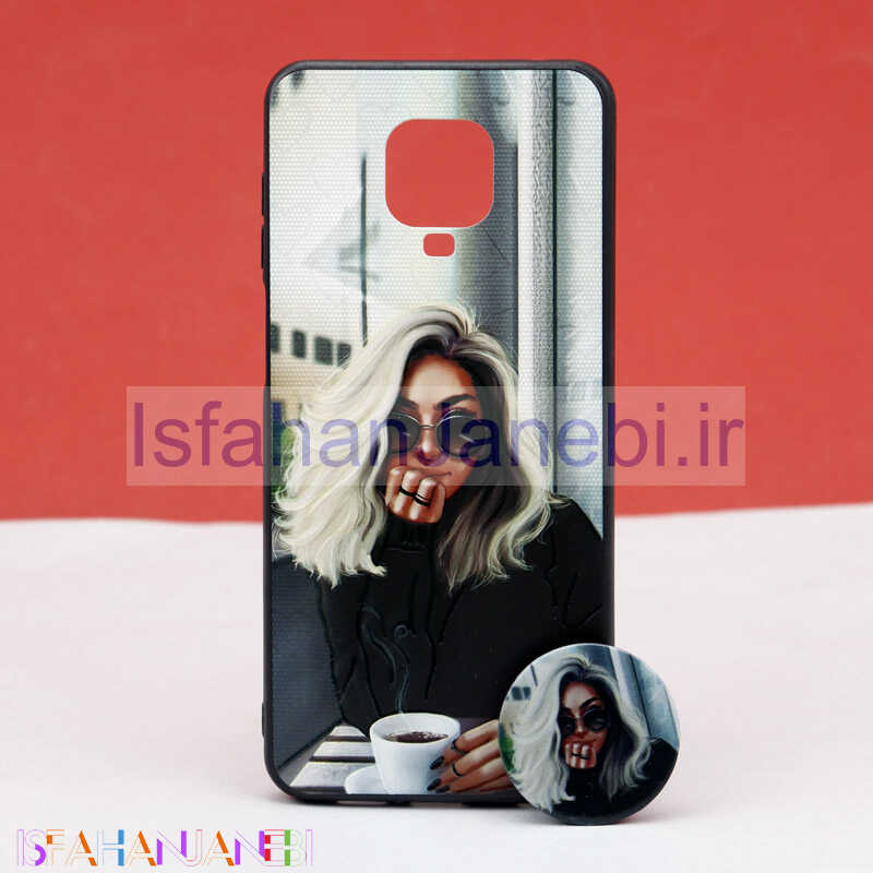 اصفهان جانبی-قاب طرحدار + پاپ سوکت Xiaomi Redmi Note 9 Pro کد3 سری B
