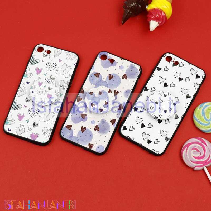 اصفهان جانبی-قاب فانتزی برجسته + پاپ سوکت طرح قلب iPhone 7/8/SE 2020 سری D