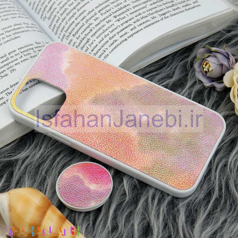 اصفهان جانبی-قاب چرمی هولوگرامی پاپ سوکت دار iPhone 11 Pro سفید