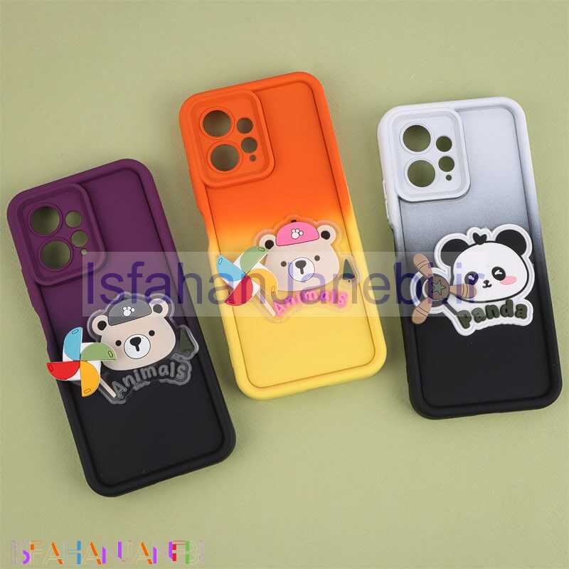 اصفهان جانبی-قاب سیلیکونی شیائومی Redmi Note 12 4G اسپینردار محافظ لنزدار دورنگ