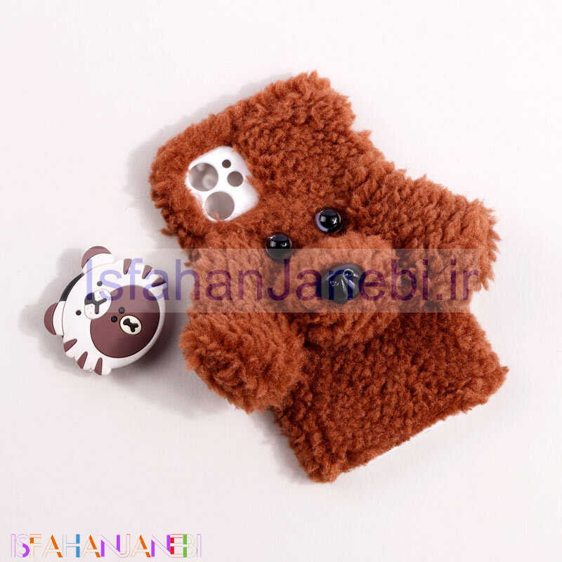 اصفهان جانبی-قاب پولیشی سگ پشمالو محافظ لنزدار iPhone 11 قهوه ای