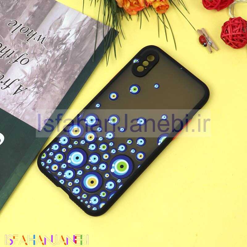 اصفهان جانبی-قاب PC مات محافظ لنزدار طرحدار چشم و نظر آیفون iPhone X/XS
