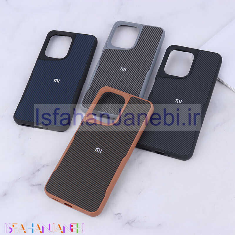 اصفهان جانبی-قاب سیلیکونی هاشور دار شیائومی Redmi 13C / Poco C65 لوگو متال