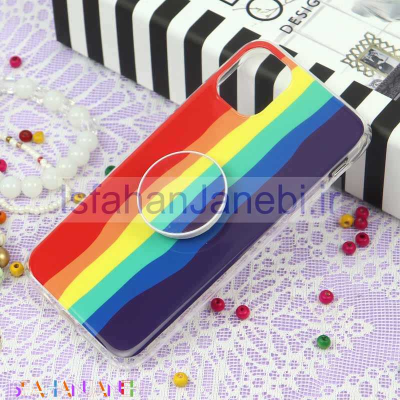 اصفهان جانبی-قاب سوپر IMD دور شفاف پاپ سوکت دار iPhone 11 رنگین کمانی