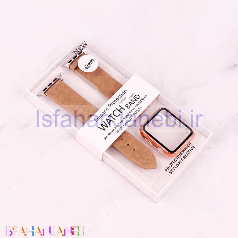 اصفهان جانبی-بند اپل واچ طرح چرم + محافظ صفحه 42mm