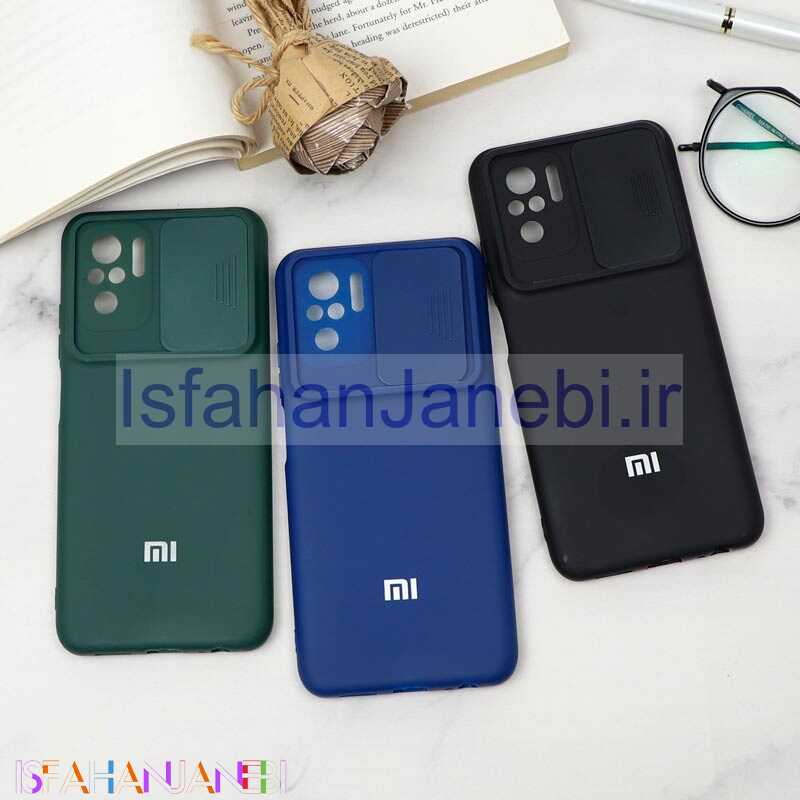 اصفهان جانبی-قاب سیلیکونی TPU محافظ لنزدار کشویی Xiaomi Redmi Note 10 دارک