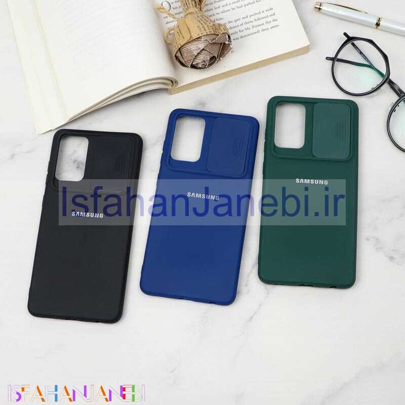 اصفهان جانبی-قاب سیلیکونی TPU محافظ لنزدار کشویی Samsung A72 دارک