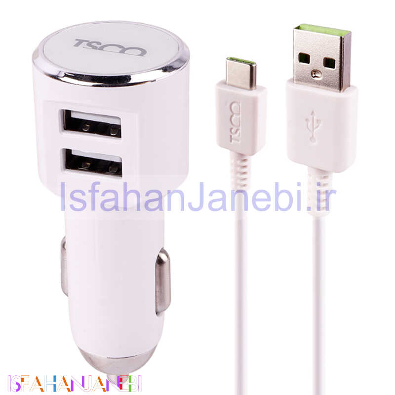 اصفهان جانبی-شارژر فندکی فست شارژ TSCO TCG 29N 3.1A 15.5W + کابل تایپ سی