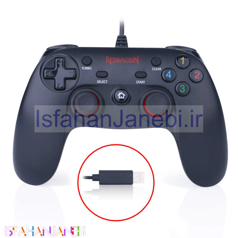 اصفهان جانبی-دسته بازی تک شوک دار سیمی Redragon Saturn G807 PC/PS3/PS2