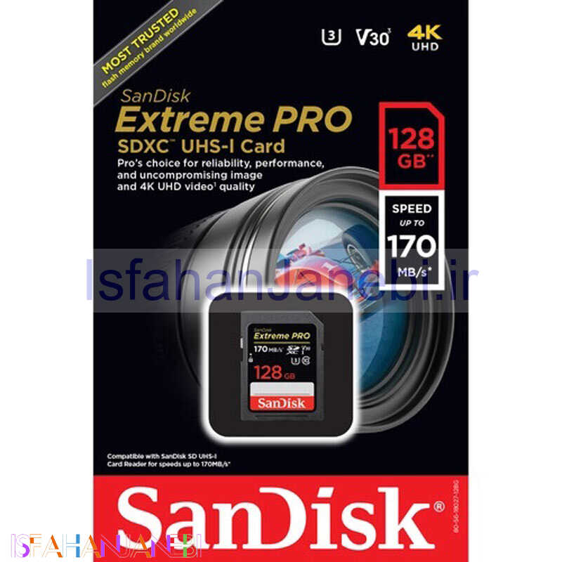 اصفهان جانبی-رم اس دی 128 گیگ سن دیسک SanDisk Extreme Pro SD U3 170MB/s