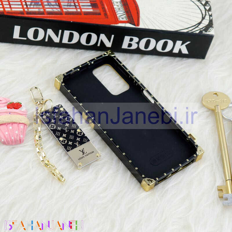 اصفهان جانبی-قاب فانتزی صندوقی LV مشکی طلایی + آویز دستی Xiaomi Redmi 10