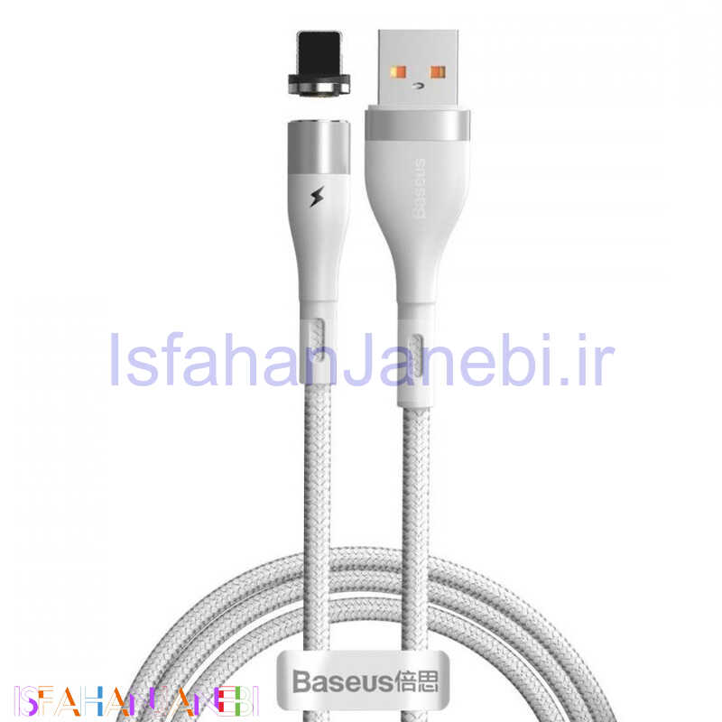اصفهان جانبی-کابل آیفونی فست شارژ مگنتی Baseus Zinc Magnetic CALXC-K 2.4A 1m
