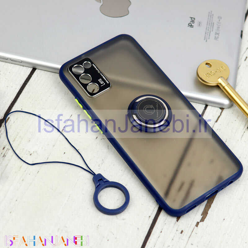 اصفهان جانبی-قاب مات محافظ لنزدار فلزی + هولدر و آویز حلقه ای Samsung Galaxy A02s