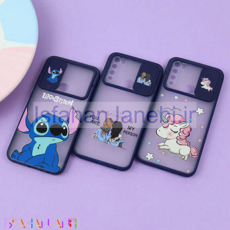 اصفهان جانبی-قاب محافظ لنز دار کشویی طرحدار سرمه ای Xiaomi Redmi Note 8