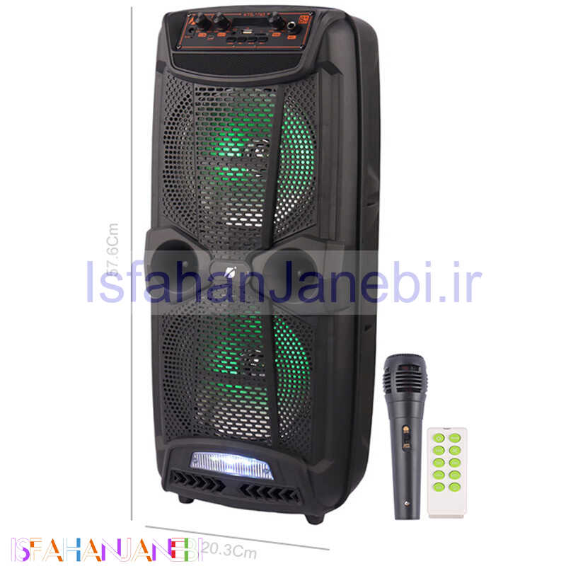 اصفهان جانبی-اسپیکر چمدانی بلوتوثی کی برود KTS-1743 + میکروفون و ریموت کنترل