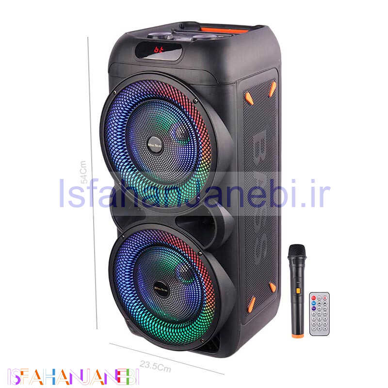 اصفهان جانبی-اسپیکر چمدانی بلوتوثی رم و فلش خور RS-D33 + میکروفون و ریموت کنترل