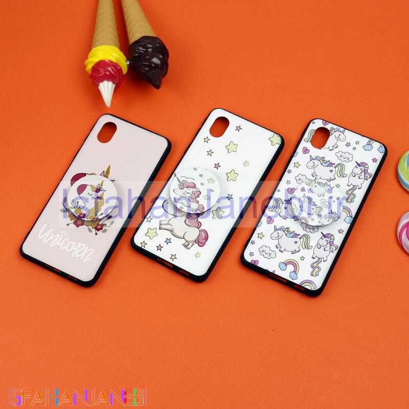 اصفهان جانبی-قاب فانتزی برجسته + پاپ سوکت طرح یونیکورن سامسونگ A01 Core سری D