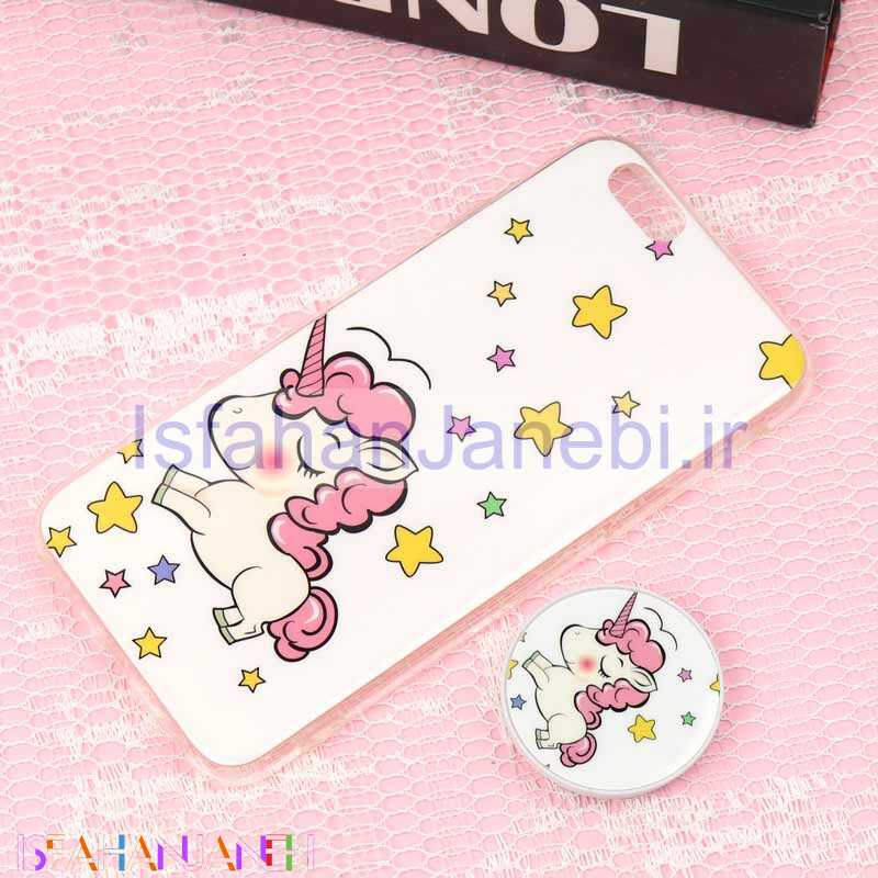 اصفهان جانبی-قاب سوپر IMD دور شفاف پاپ سوکت دار iPhone 6/6s یونیکورن