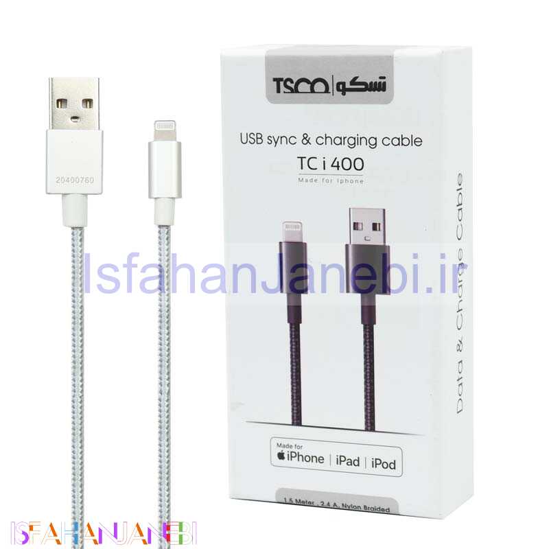 اصفهان جانبی-کابل آیفونی فست شارژ TSCO TC i400 2.4A 1.5m