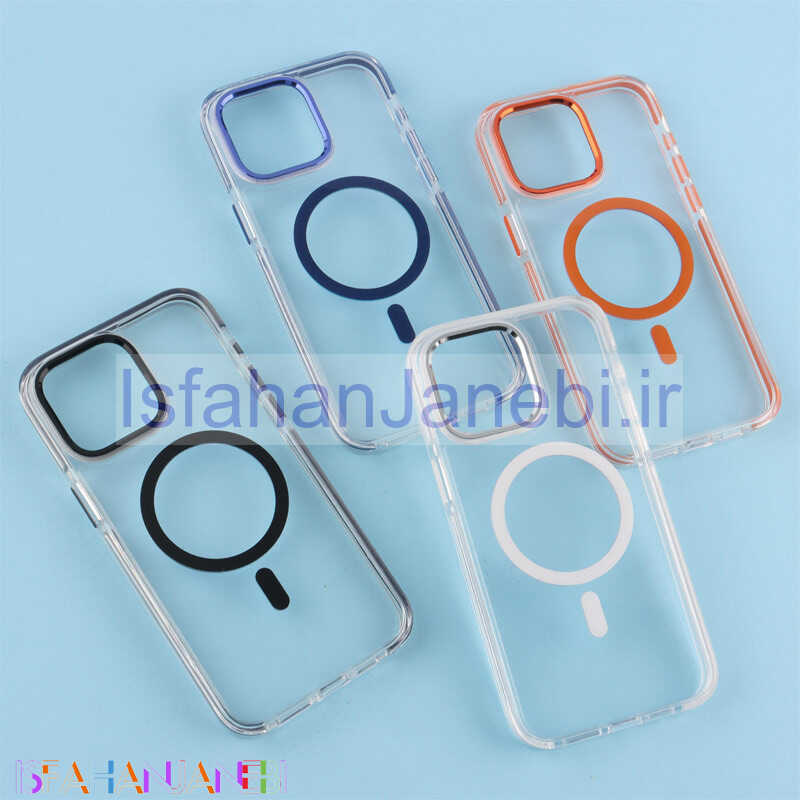 اصفهان جانبی-قاب ژله ای مگ سیف Joyporodo شفاف دور رنگی iPhone 15 Pro Max